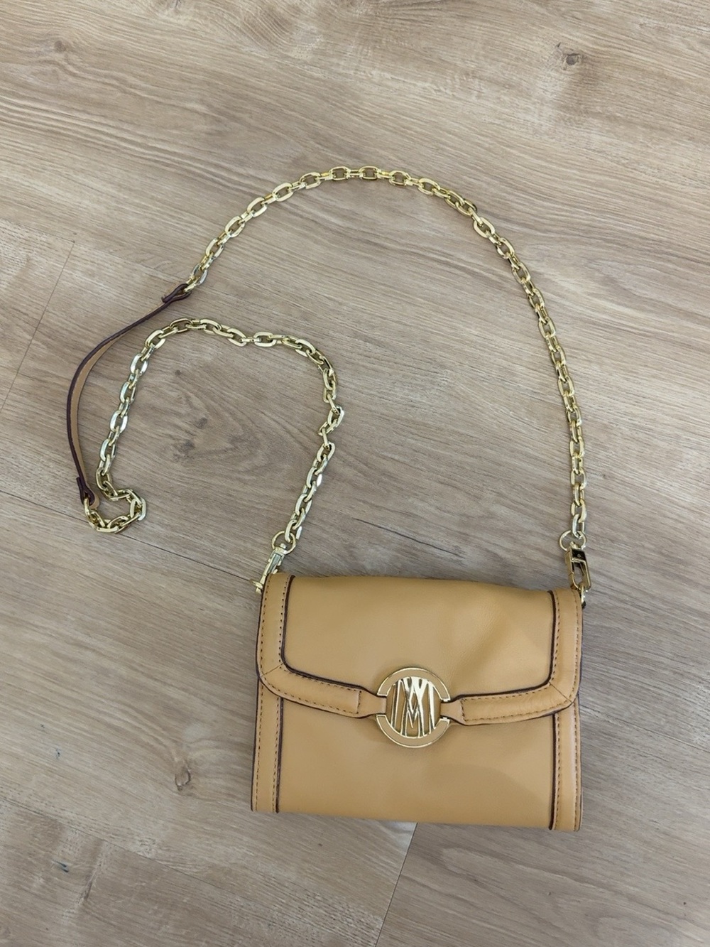 Michael Kors Camel Crossbody with Gold Chain